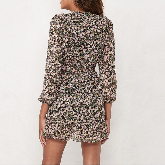 NEW Floral Lauren Conrad Ruffle Dress GOLD detail - Picture 5 of 10